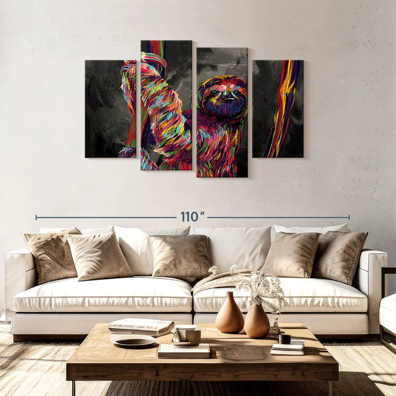 Brampt paresseux couleur abstraite, H 48 po x l 75 po