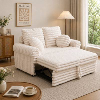 Faux Rabbit Fur Loveseat Sleeper