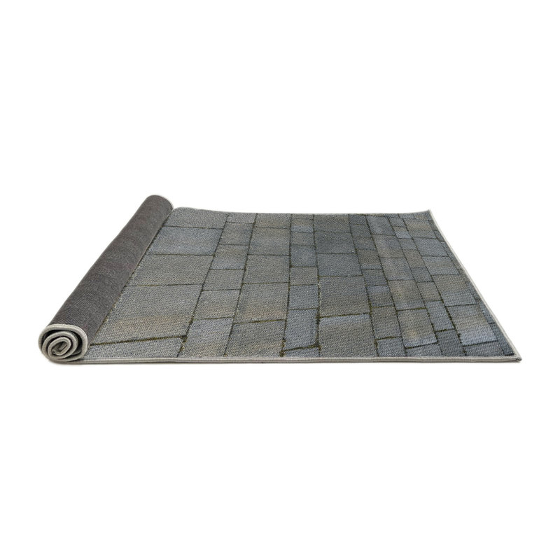 Tapis bleu foncé tissé à la machine, Rond 7 pi