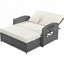 PE Wicker Rattan Double Chaise Lounge with Adjustable Back and Cushions-383620698
