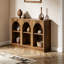 Console Farmhouse Table d'entrée de 63 pouces de long avec 3 niveaux de rangement, canapé rectangulaire en bois derrière le canapé pour le salon, le couloir, l'entrée, brun rustique