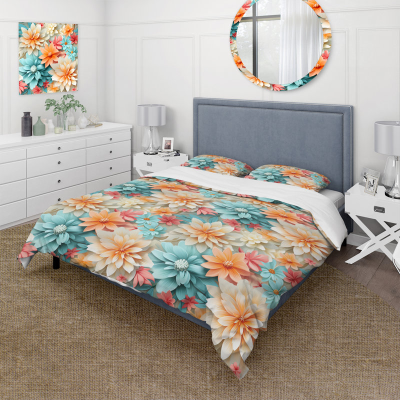 Literie Boho pastel floral Mandala Harmony, Housse de couette simple + 1 taie décorative stan