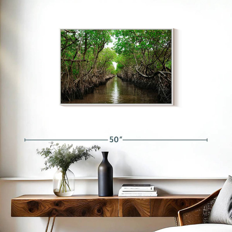 Mangroves de Everglade City, 31 po x 21 po, Cadre flottant blanc