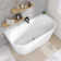 59'' x 30'' Corner Soaking Bathtub Acrylic Stand Alone Back to Wall Alcove Freestanding Tub with Overflow Glossy White