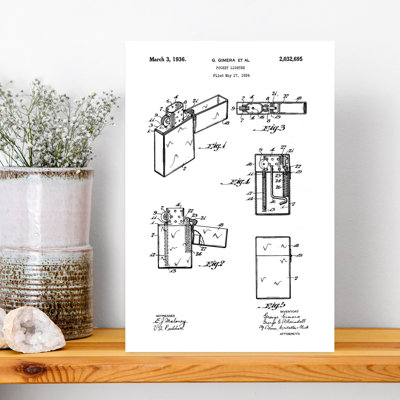 Vintage Lighter Patent Industrial Retro Vintage Wall Art