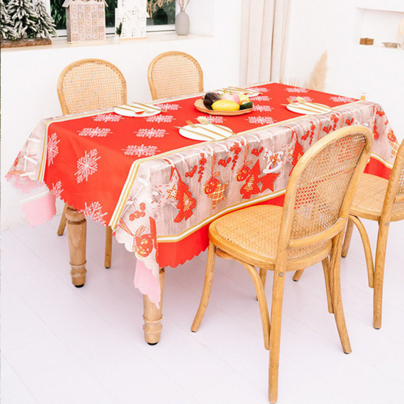 Christmas Tablecloth Rectangle,70 X 59 Inch Christmas Table Cover,Washable Farmhouse Xmas Table Cloth, Christmas Table Decorations,Santa Snowman Christmas Tablecloth,Xmas Table Ornaments