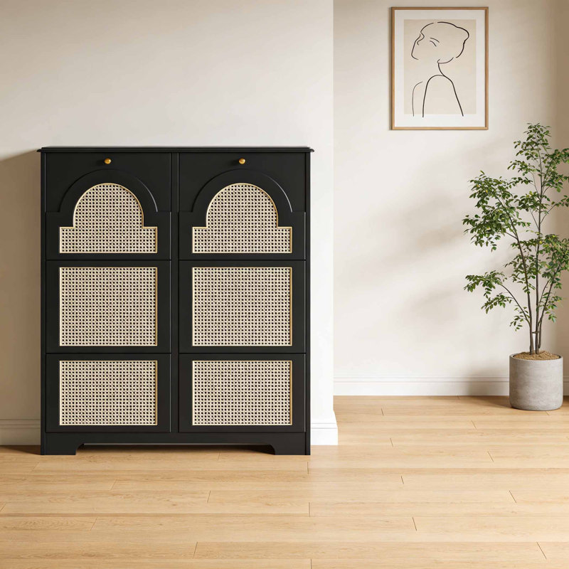Italian style thin shoe cabinet, 43.43" H x 39.37" W x 10.63" D