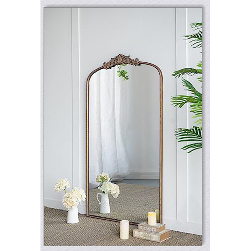 Miroir arqué pleine longueur 66 po x 36 po, cadre doré élégant pour le salon et la chambre à coucher