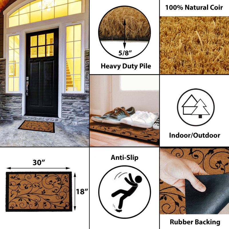 Non-Slip Floral Outdoor Doormat