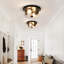 10.6 In. 2-light Black Flush Mount With Seeded Glass Shade