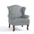 Duward Upholstered Stripe Gray Linen Wingback Accent Chair with Rolled Arm and Solid Wood Leg (Set of 2)-1897107327