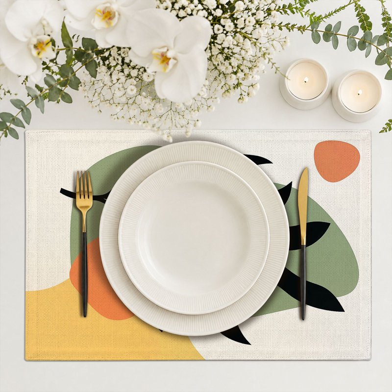 4-Piece Polyester Rectangle Dining Table Placemat