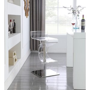 Contemporary Pneumatic-Adjustable Stool w/ Acrylic Seat