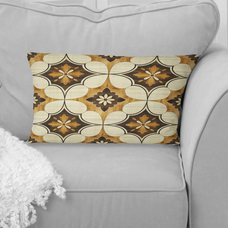 Coussin brun à motif quadrilobe III - Mid-Century