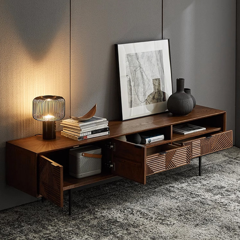 Meuble télé de style rétro Wabi-sabi, H 20,07 po x l 70,86 po x P 15,74 po
