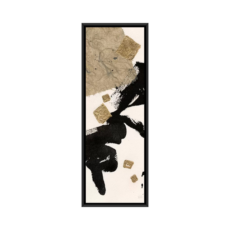 «Gilded Collage IV», reproduction d'art sur toile, H 36 po x l 12 po x P 1,5 po, Cadre noir