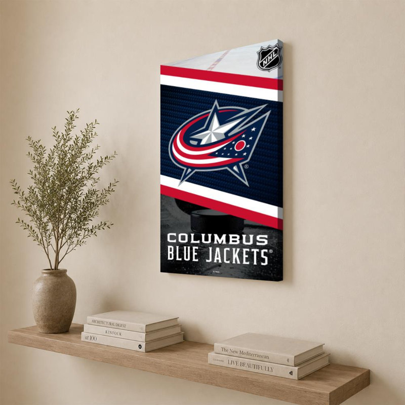 Décoration murale des Blue Jackets de Columbus (NHL), H 36 po x l 24 po, Toile tendue, Ne s’applique pas