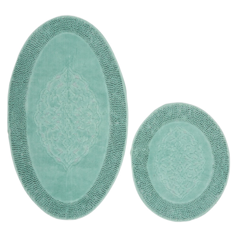 Luxurious Cotton Bathmat Set (2 Pieces), 19.7 x 23.6 inches & 23.6 x 39.4 inches | 100% Cotton, 5 mm Pile Height, Non-Slip Underside | Machine Washable for Easy Care, Soft and Absorbent, Perfect for Bathroom Décor