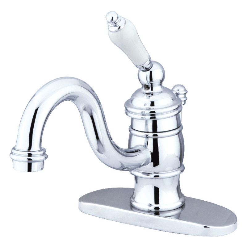 Kingston Brass Victorian Single-Handle 1-Hole Deck Mount Bathroom Faucet with Plastic Pop-Up, Polished Chrome