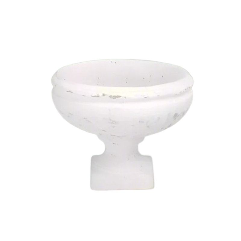 Cement Low Urn Med Washed Finish White, 6.25" H x 7.75" W x 7.75" D