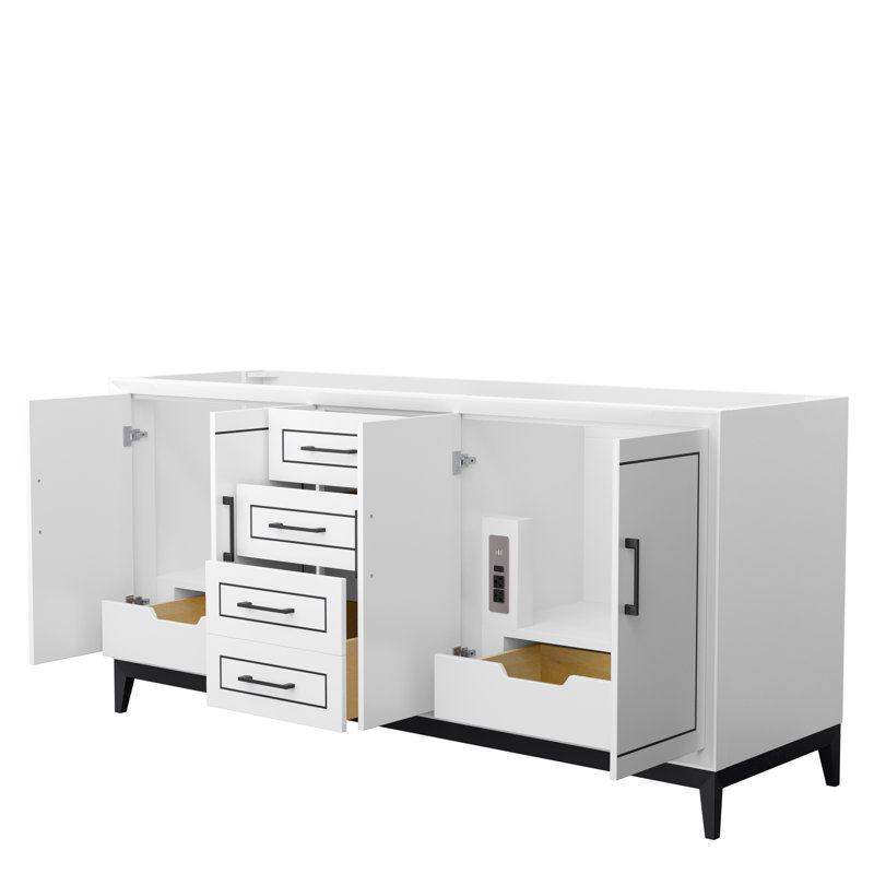 Marlena 71.75'' Double Bathroom Vanity Base Only, White/Black