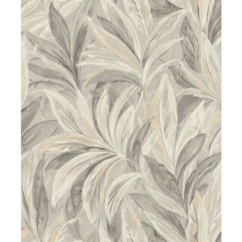 Papier peint Rennie Leaves, Gris