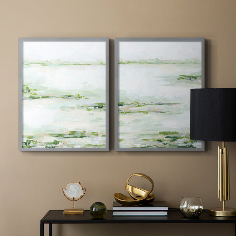 «Verdant Marsh I», reproduction encadrée de qualité supérieure - prête à être accrochée - aucun clou requis - aucun clou requis