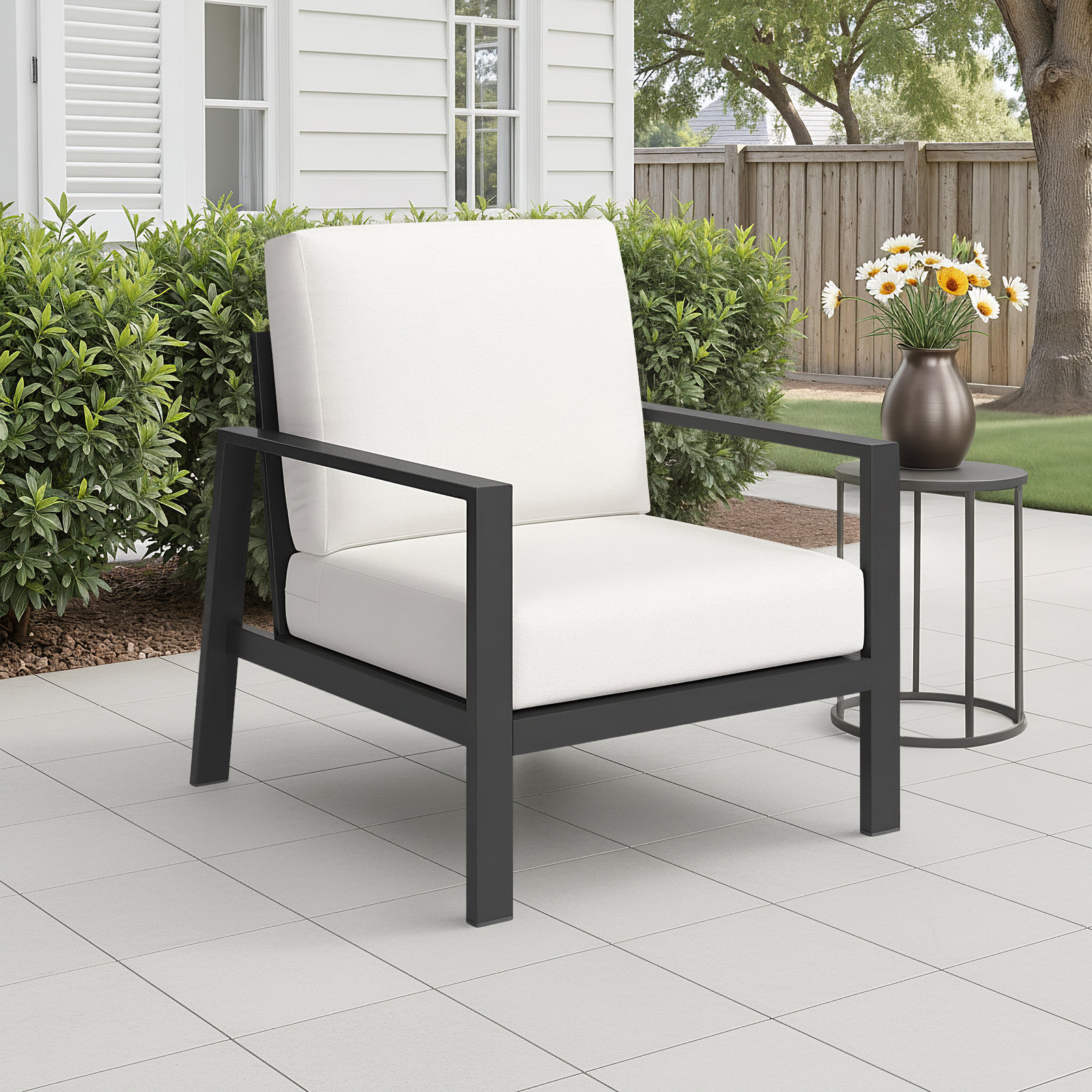 Townsend Outdoor Patio Lounge Chair with Sunbrella Cushions, Sunbrella Canvas Natural, No, None