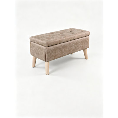 Storage Ottoman Bench with Built-in Tray, Square Storage Ottoman for Extra Storage, Upholstered Footrest and End of Bed Bench, Perfect for Living Room, Bedroom, Sitting, Relaxing, Modern Stit