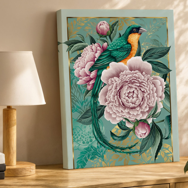 Reproduction d'art sur toile, "Un oiseau tropical", H 14 po x l 11 po