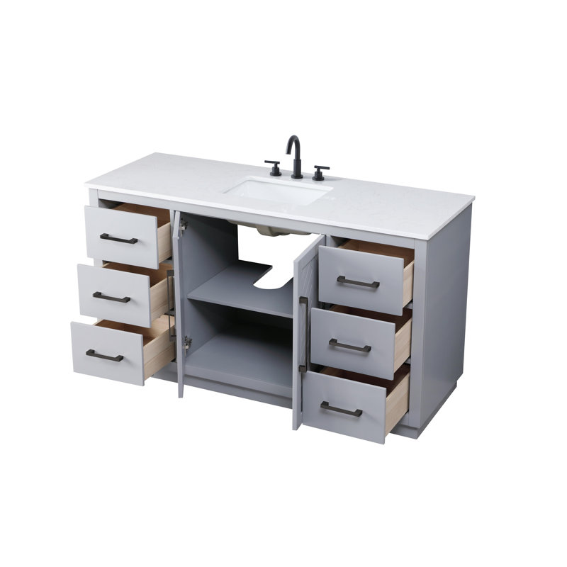 Meuble-lavabo simple 60 po, Gris