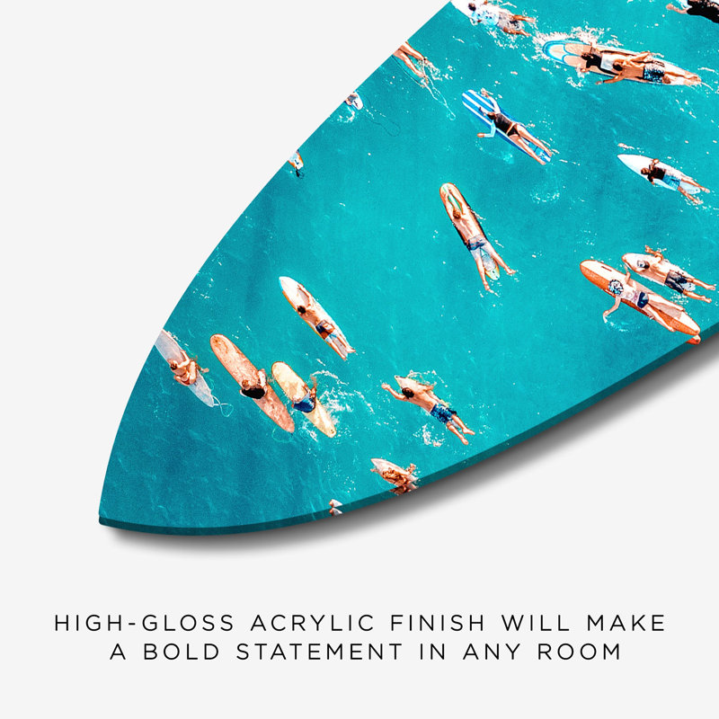 Together Aqua Decorative Acrylic Surfboard by Oliver Gal