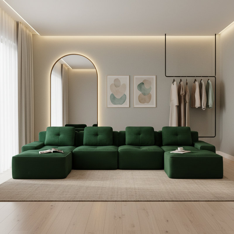 Canapé modulaire en U de Boneless, Vert