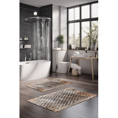 Ensemble de tapis de bain de luxe Eakly (2 pièces), 100% polyester, 16,0 x 23,6 pouces et 23,6 x 39,4 pouces | Conception antibactérienne antidérapante, hauteur de poils de 0,3 po | Lavable à la machine, durable et facile à nettoyer | Idéal pour la décoration de salle de bain