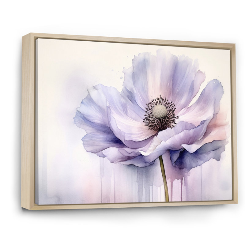 Pivoine mauve sur toile, H 30 po x l 40 po x P 1,5 po, Cadre naturel flottant