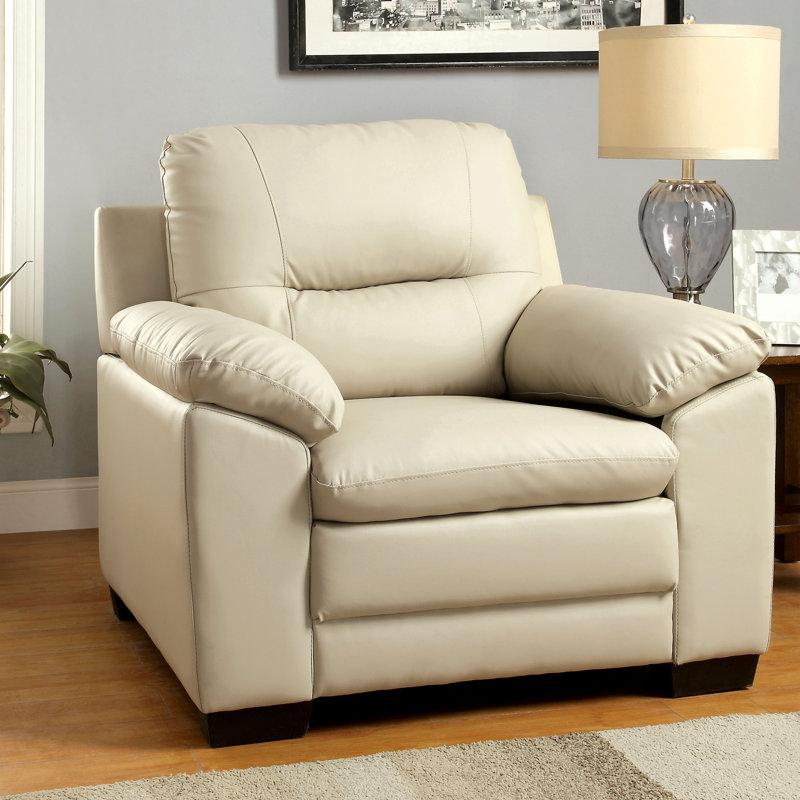 Fauteuil club large Fanestil 106,05 cm, Similicuir ivoire