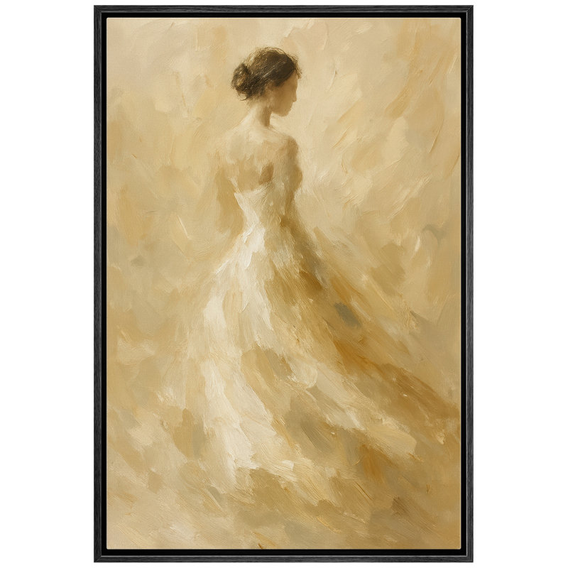 «Soft Neutral Woman Silhouette Elegant Figure Scene», reproduction d'art sur toile encadrée, H 24 po x l 16 po x P 1,5 po