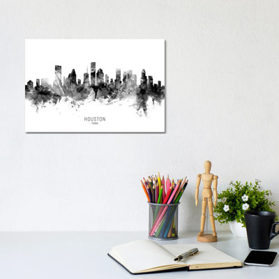 Houston Texas Skyline Name Bw by Michael Tompsett - Wrapped Canvas Gallery-Wrapped Canvas Giclée
