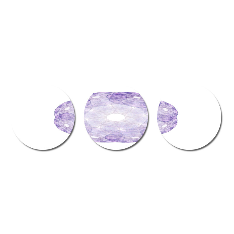 Mauve fleur fractale II - ensemble de décoration murale en métal bohémien