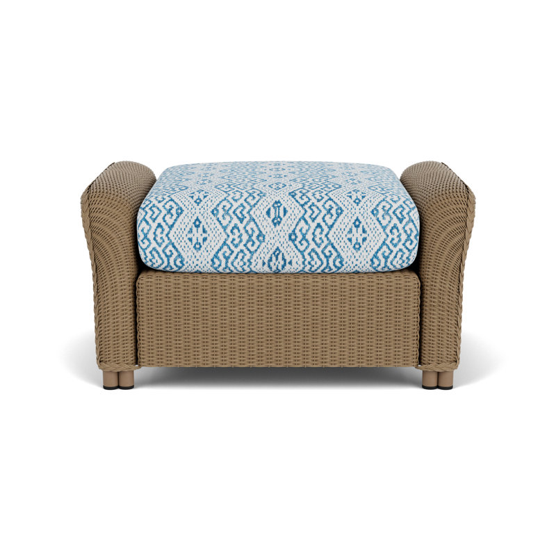 Reflections Outdoor Ottoman, White, Hickory