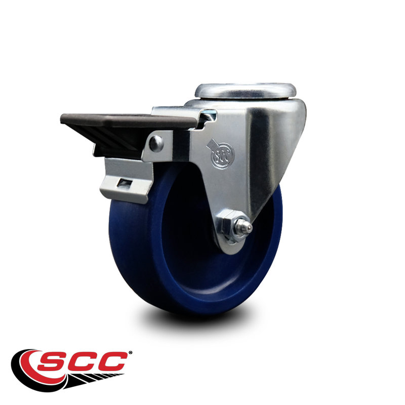 Roue solide en poly pivotante avec roulettes et frein à main Posi Lock SCC