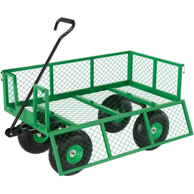 Chariot de jardin robuste 500 lb - chariot en acier convertible 3-en-1 avec roues de 10 po, chariot utilitaire extractible à lit profond pour le sol, les outils et les travaux de jardin, vert clair