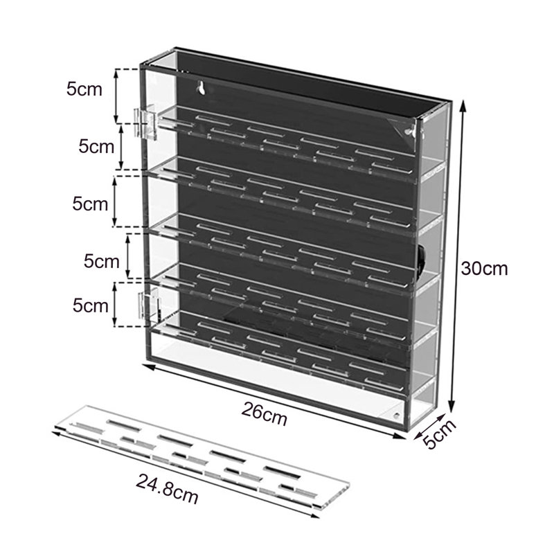 Acrylic Coin Display Box 5 Layers Large Capacity Challenge Coin Showcase Holder Clear Coin Badge, Black