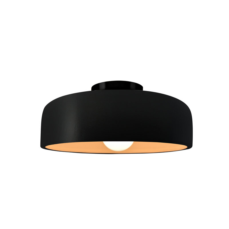 Plafonnier semi-encastré en céramique Dottie, Noir carbone mat / or champagne, Noir mat, H 6 po x l 10 po x P 10 po