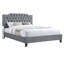Superbe lit en velours gris grand lit 1pc avec tête de lit moderne capitonnée et meubles de chambre à coucher-11206805-11206809
