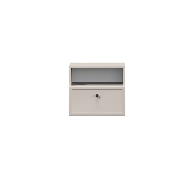 Bagga 45cm W Manufactured Wood Bedside Table, Cream/Beige/Black