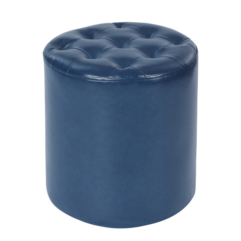 Repose-pieds rond capitonné Rangi, Bleu