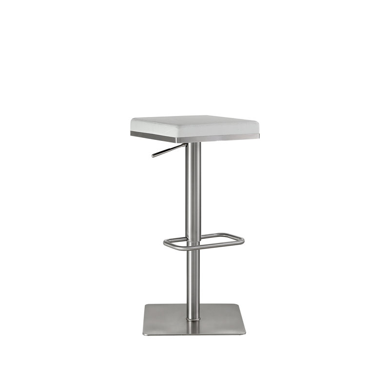 Tabouret de bar pivotant à hauteur réglable Nova, Blanc givré, Argent