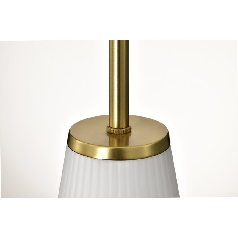Royale -  Pendant - Ribbed Glass, Burnished Brass, 5.75" H x 4.92" W x 4.92" D