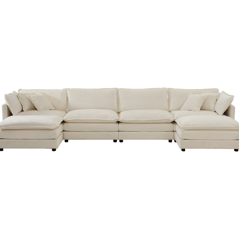 Chenille beige en forme de U avec matériaux en forme de U en bois massif pour plus de confort